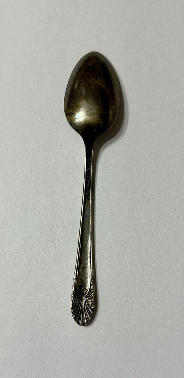 Vintage Crown Silver-plate Tea Spoon With Beautiful Design 6”’Long