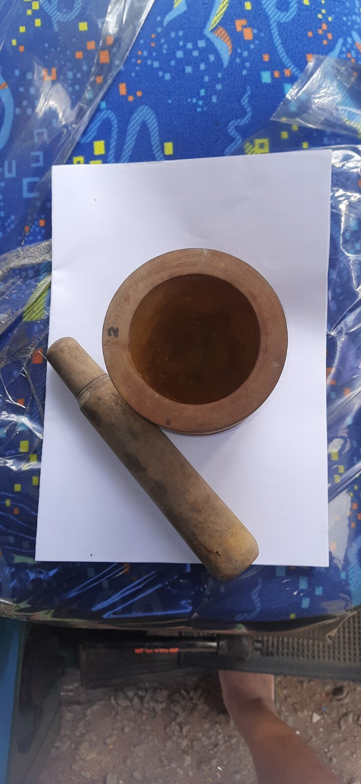 Vintage Wooden Turned Motar And Pestal Primitive Farm Kitchen tool Treenware Ope
