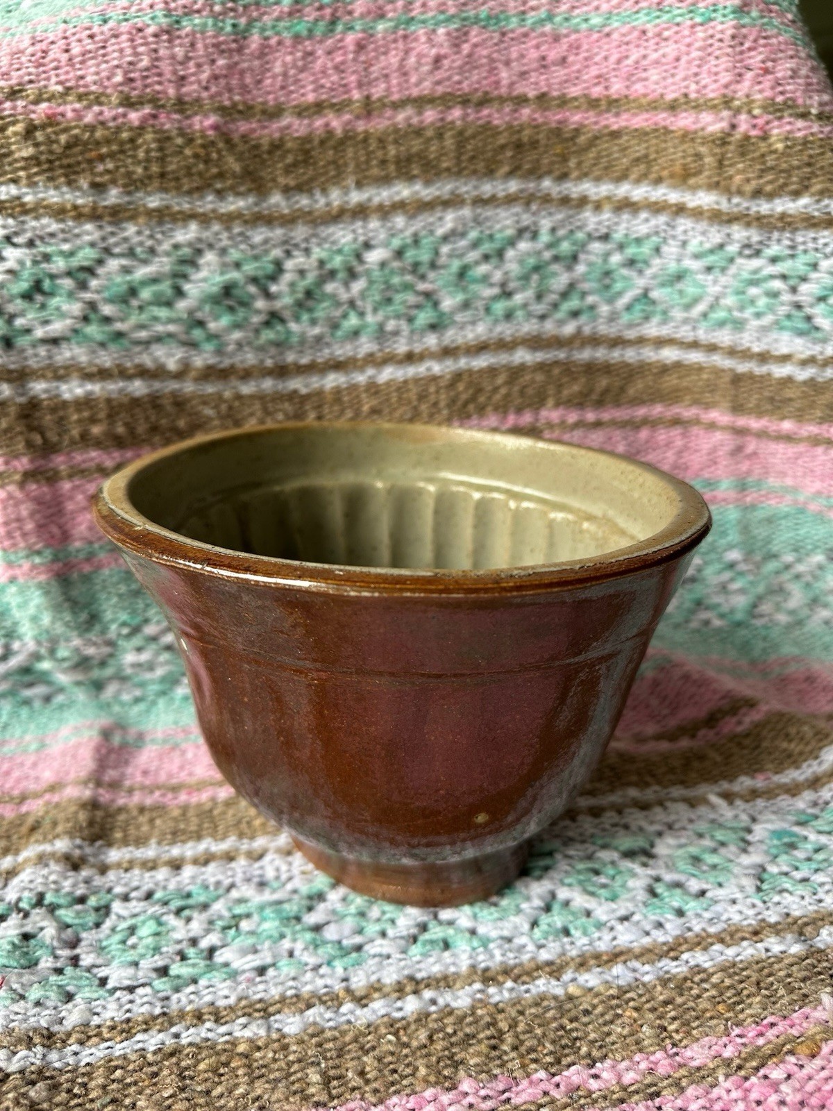 Antique 1800-1900’s Red Ware/Stoneware Pudding/Jelly Mold Bowl