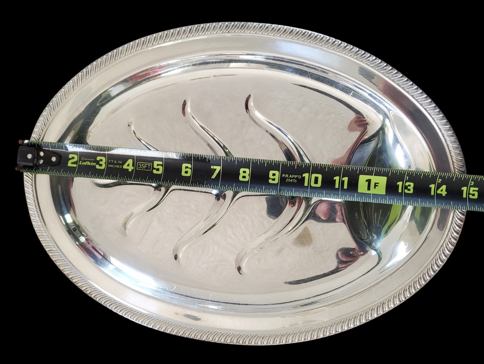 Sterling Silver Meat Serving Platter By Fisher Sterling 1526 “Kent” 875 Grams