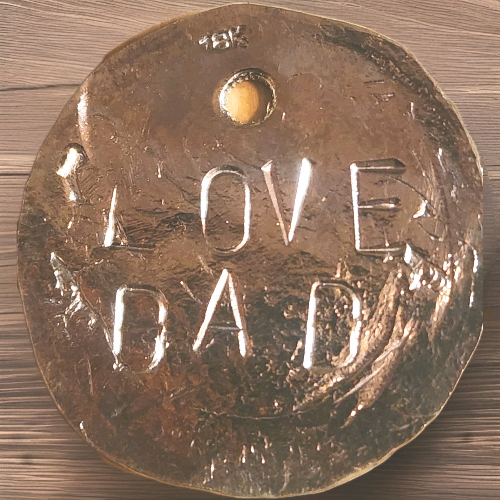 18k Vintage 1944 Charm/coin Love Dad Handmade