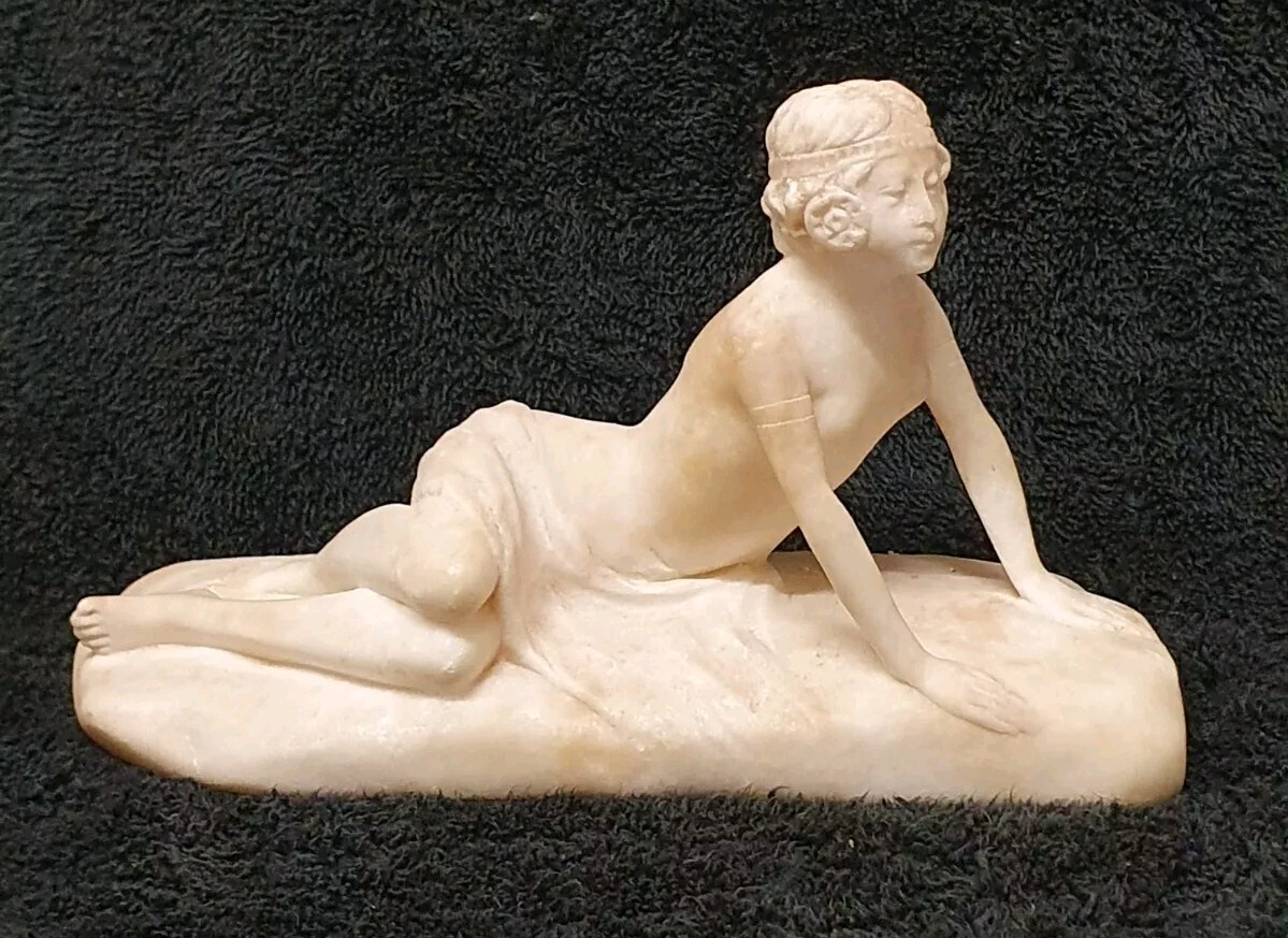 🔶️1920s ART DECO ALABASTER NUDE NAKED FEMALE SCULTURE DANCER FLAPPER LADY