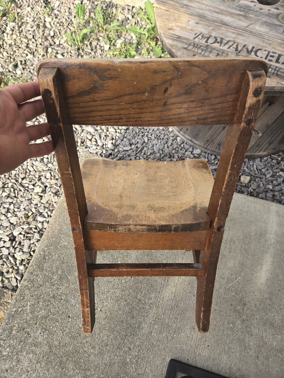 Vintage Solid Oak Wood Child’s Elementary School Chair Rustic Sturdy 22″ Tall