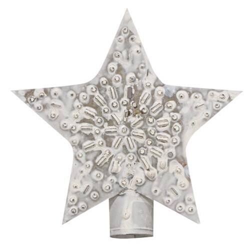 Country Farmhouse Vintage Whitewashed Star Tree Topper 5 Inches