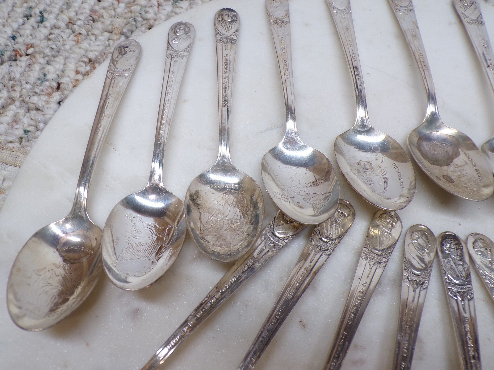 WM Rogers SILVER PLATE Collectible Presidential Spoons (32)-800+ GRAMS