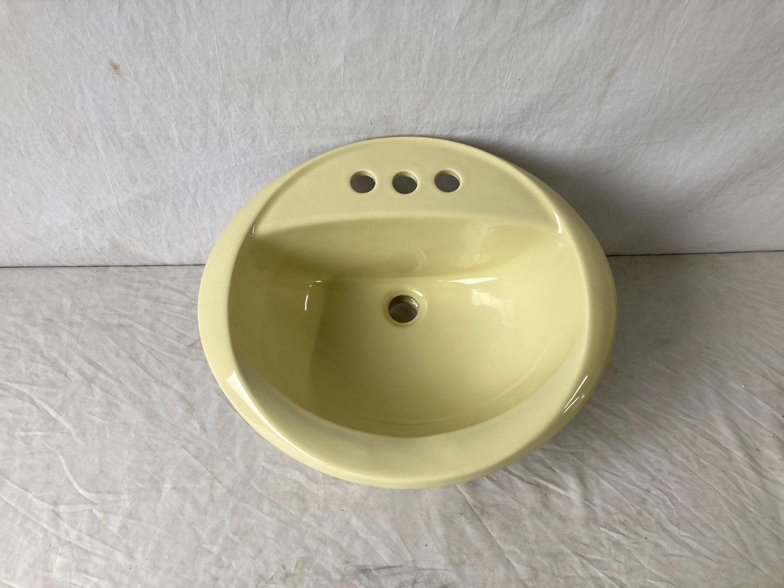 Vtg Citrus Yellow 19×16 Oval Self Rimming Drop In Bath Sink NOS Crane 172-26E