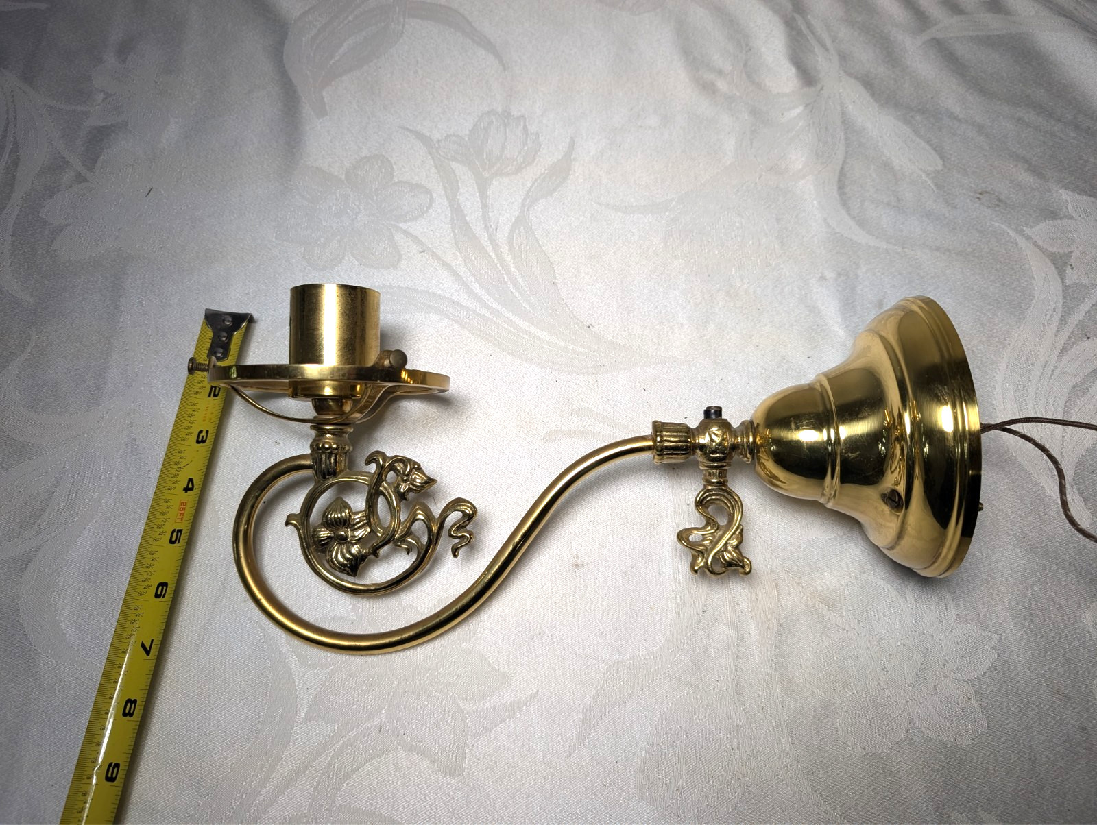 BRASS WALL SCONCE LIGHT WILDFLOWER Vintage Gas Lamp Style Shade not included