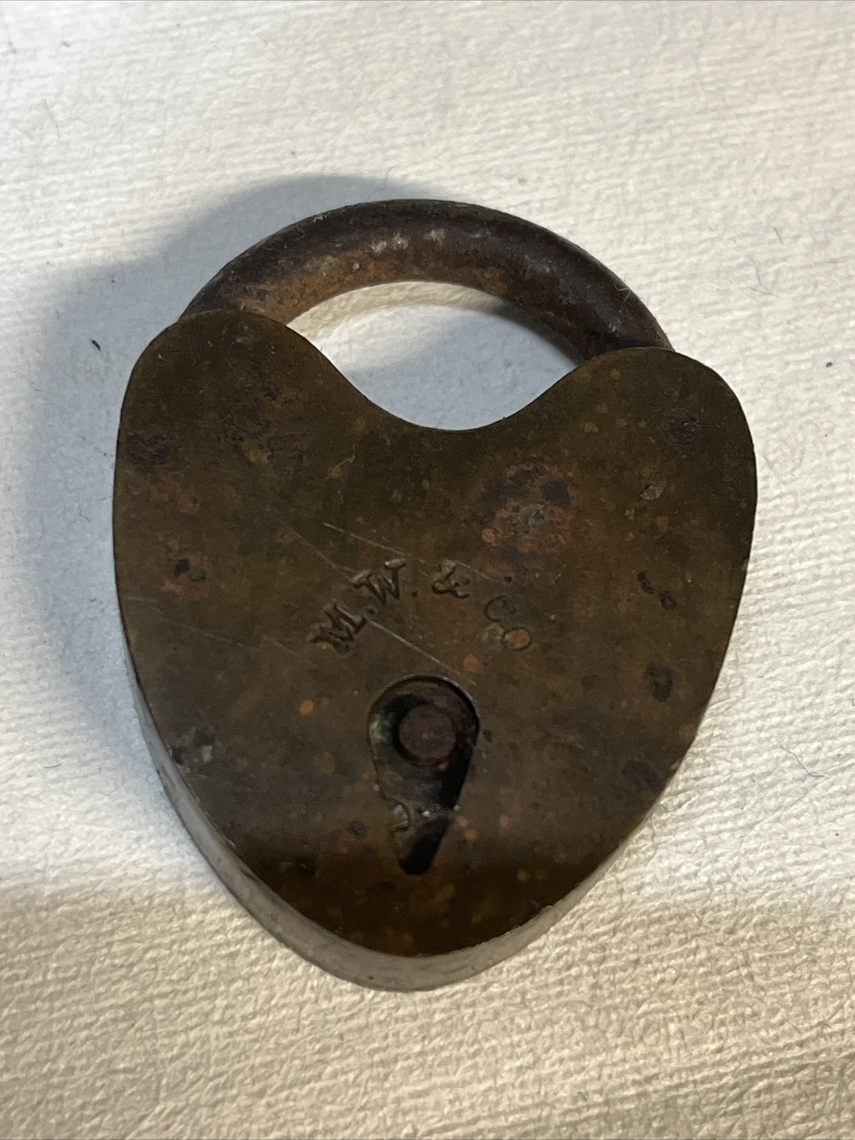 ORIGINAL Solid Brass MALLORY & WHEELER Co Small Luggage LOCK M.W. & Co NO KEY