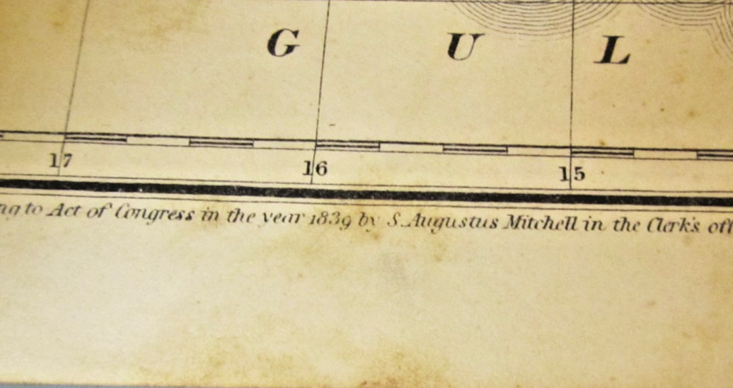 1839 Mitchell Southern States Map Georgia Alabama Florida Carolina Arkansas TN