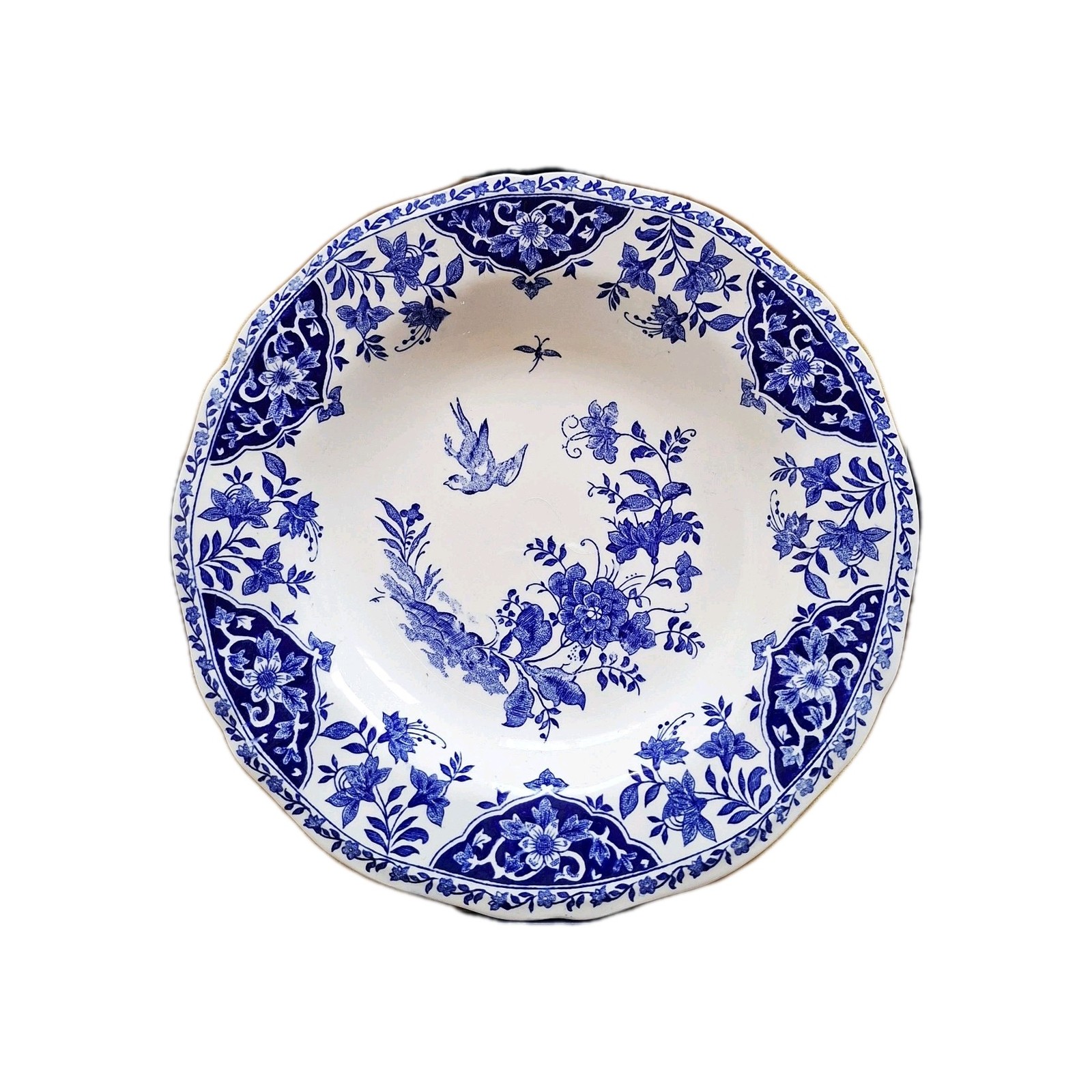 Vintage Gien France Delft Blue Oiseau Bleu Dinner Plate 10″ Bird Faience