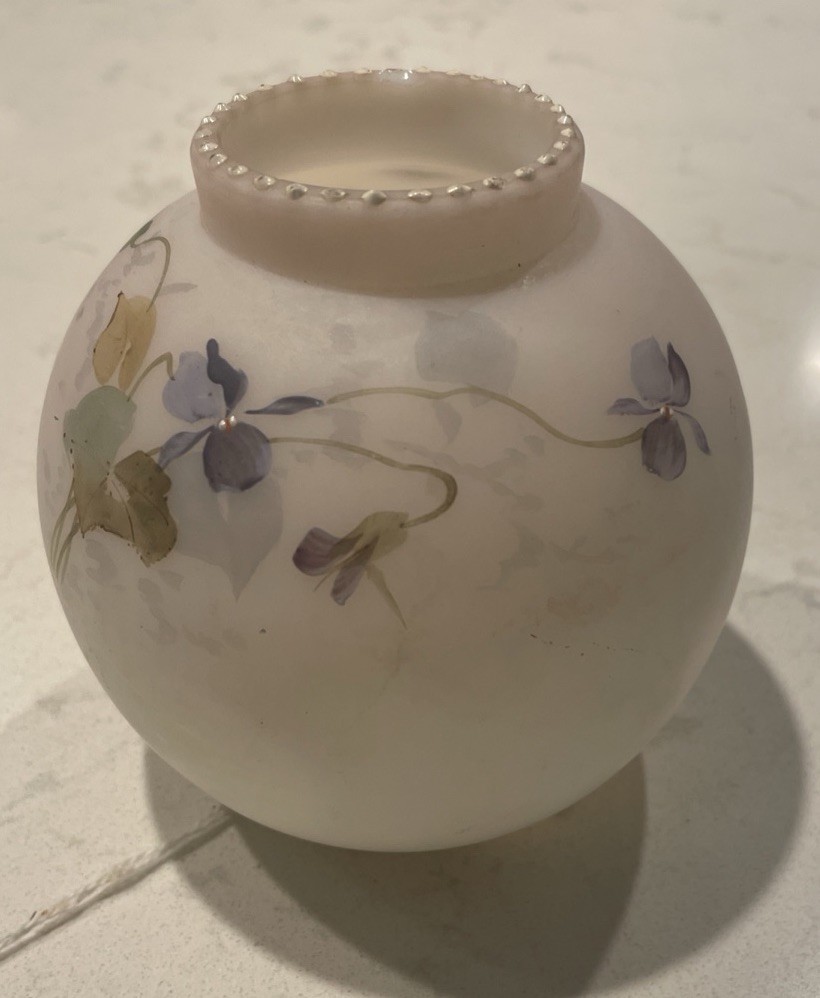 Antique Frosted Glass Vase Victorian Smith Brothers Mt. Washington Hand Painted