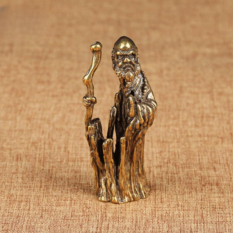6.6CM Antique Bronze Dharma Ancestor Figures Smal Ornaments Copper Bodhidharma
