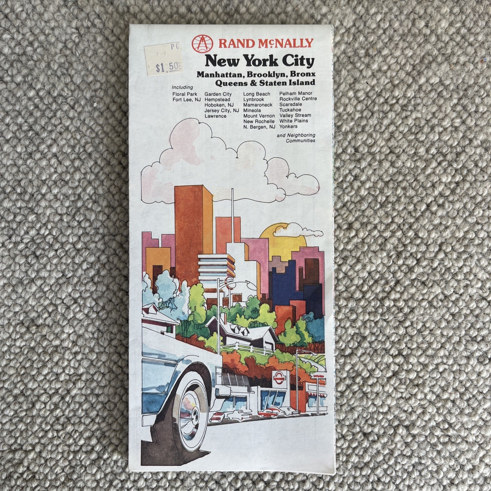 Rand McNally New York City Long Island Metro Map Vintage 1970s Road Map
