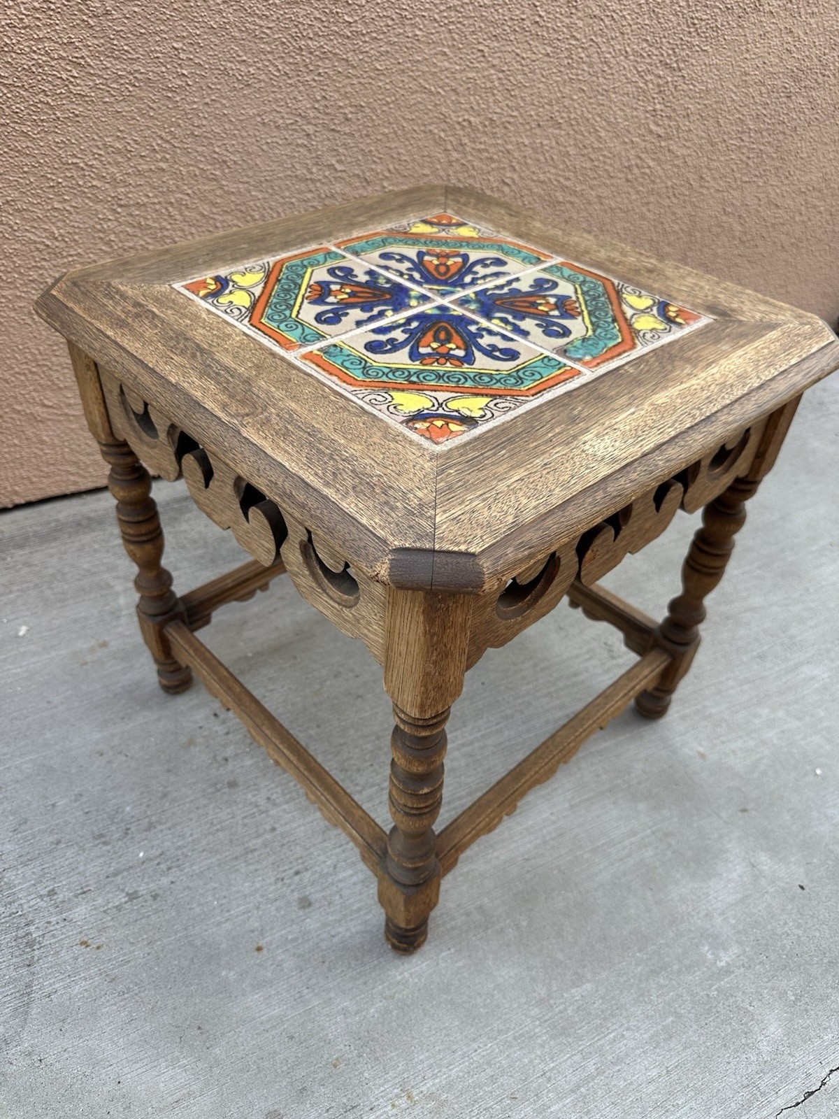 1930’s California Tile Top Side Table Mission Spanish Revival