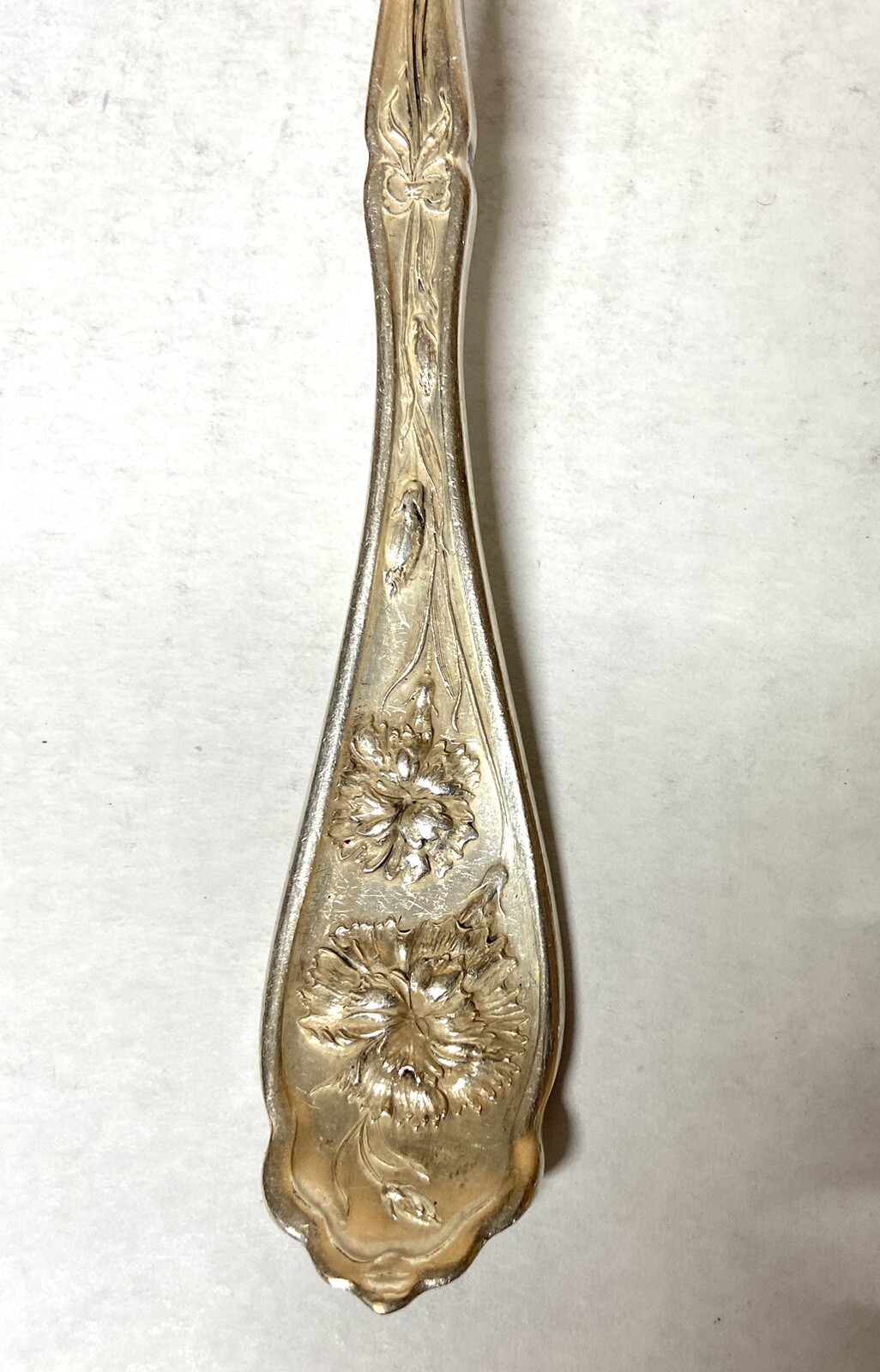 W.R. Silverplate Cold Meat Serving Fork PAT Jan, 14 1908- Carnation pattern