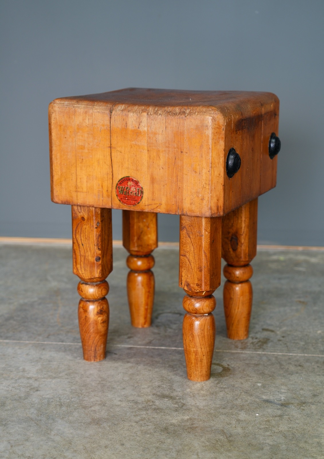 Antique Butcher Block Table Farmhouse Kitchen Island Stand Maple Vintage