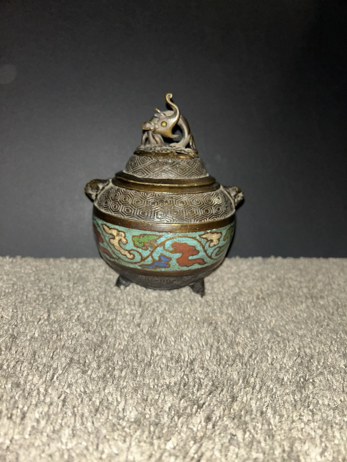 Antique Rare Vintage Collectible Brass Cloisonne Burner