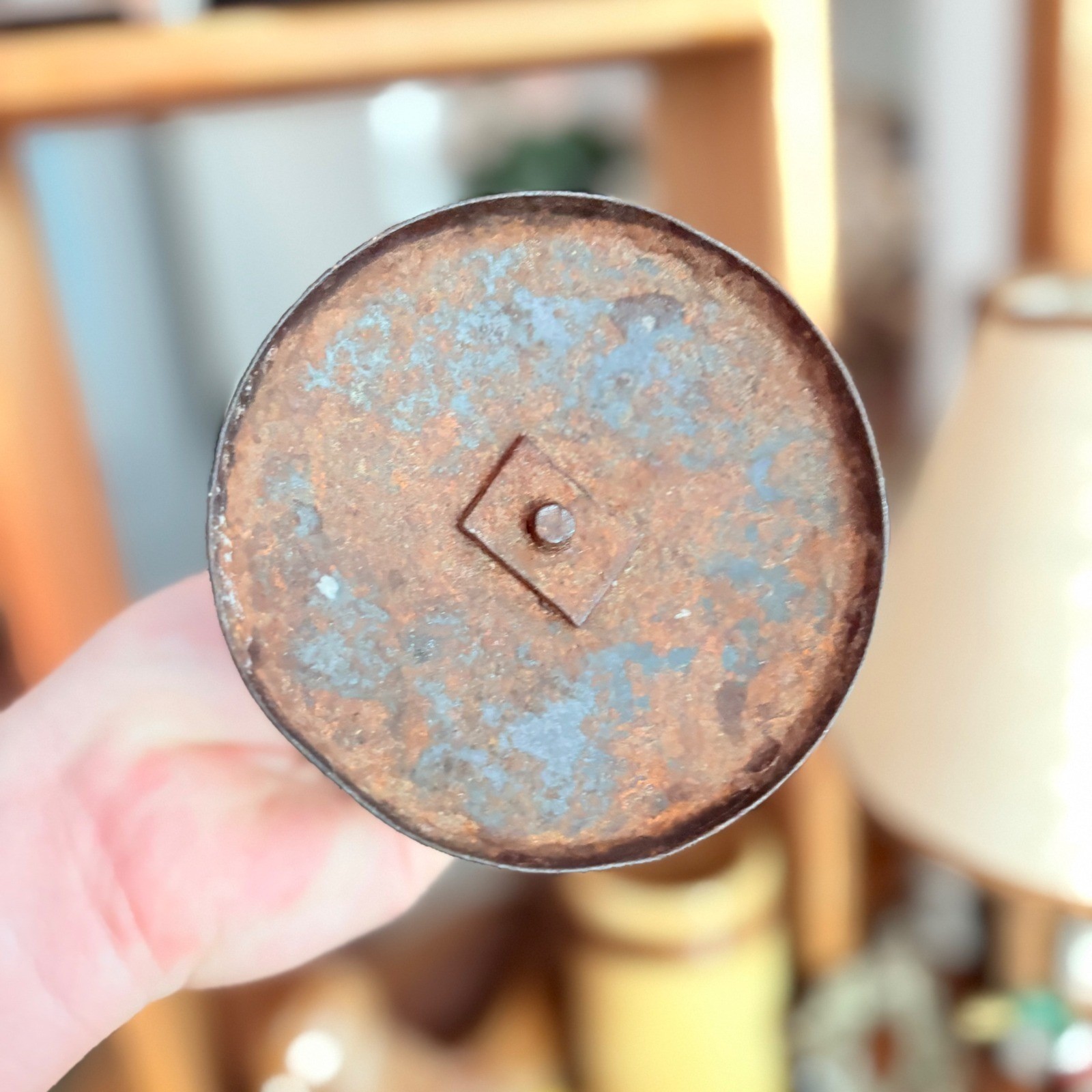 Antique adjustableAmerican Primitive Sheet Iron Hogscraper Push-up Candlestick