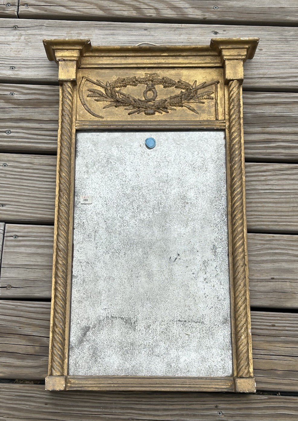 Antique 18th/19th Century Gilt Wood Federal Pier Mirror Half Column ex Sotheby’s