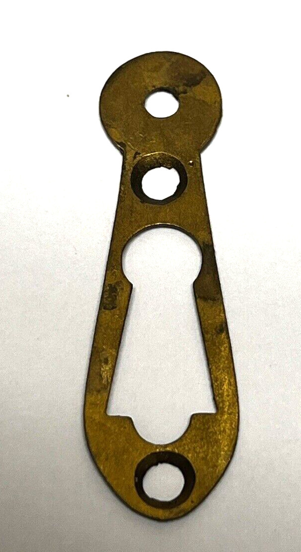 Old Keyhole Lock Cover Brass Colored 2 1/8 x 5/8 ” Made in England key Hole