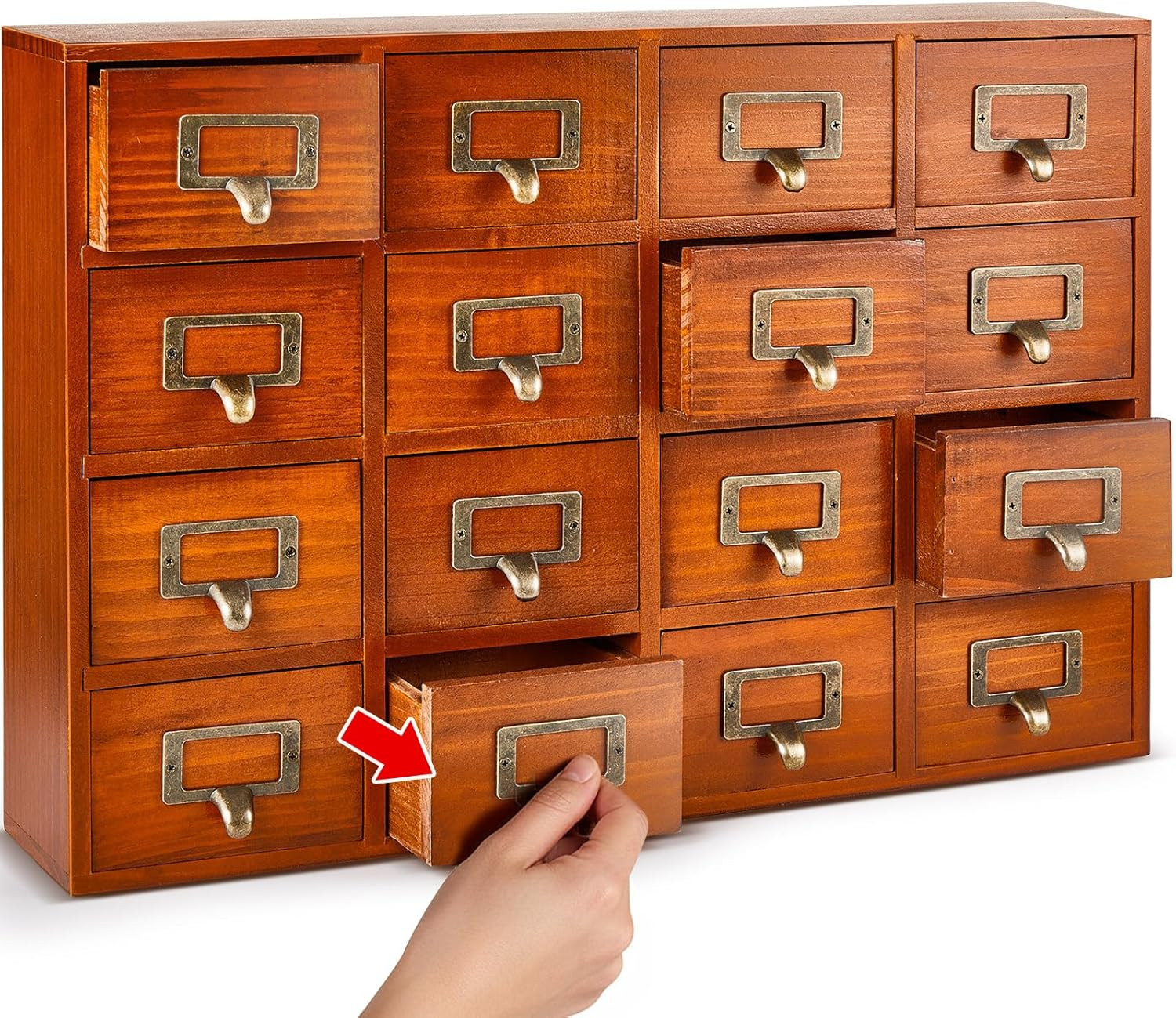 16 Drawers Apothecary Cabinet Library Card Catalog Cabinet Tabletop Vintage Apot