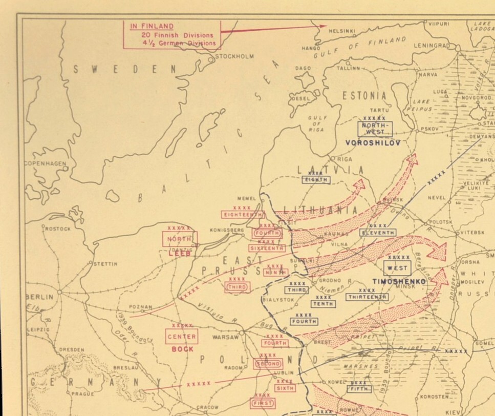 Vintage Operation Barbarossa Map German Plan Aggression 1941 German Russian WWII