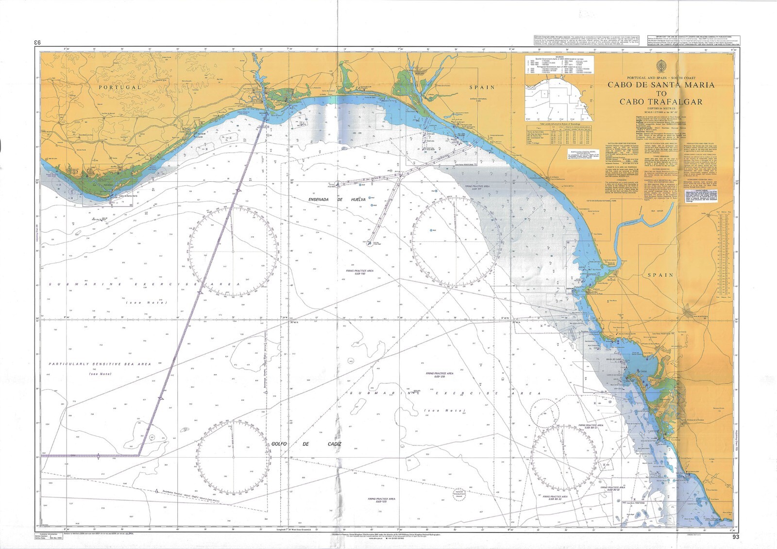 Admiralty 93 Cabo De Santa Maria Cabo Trafalgar Portugal Spain South Coast Map