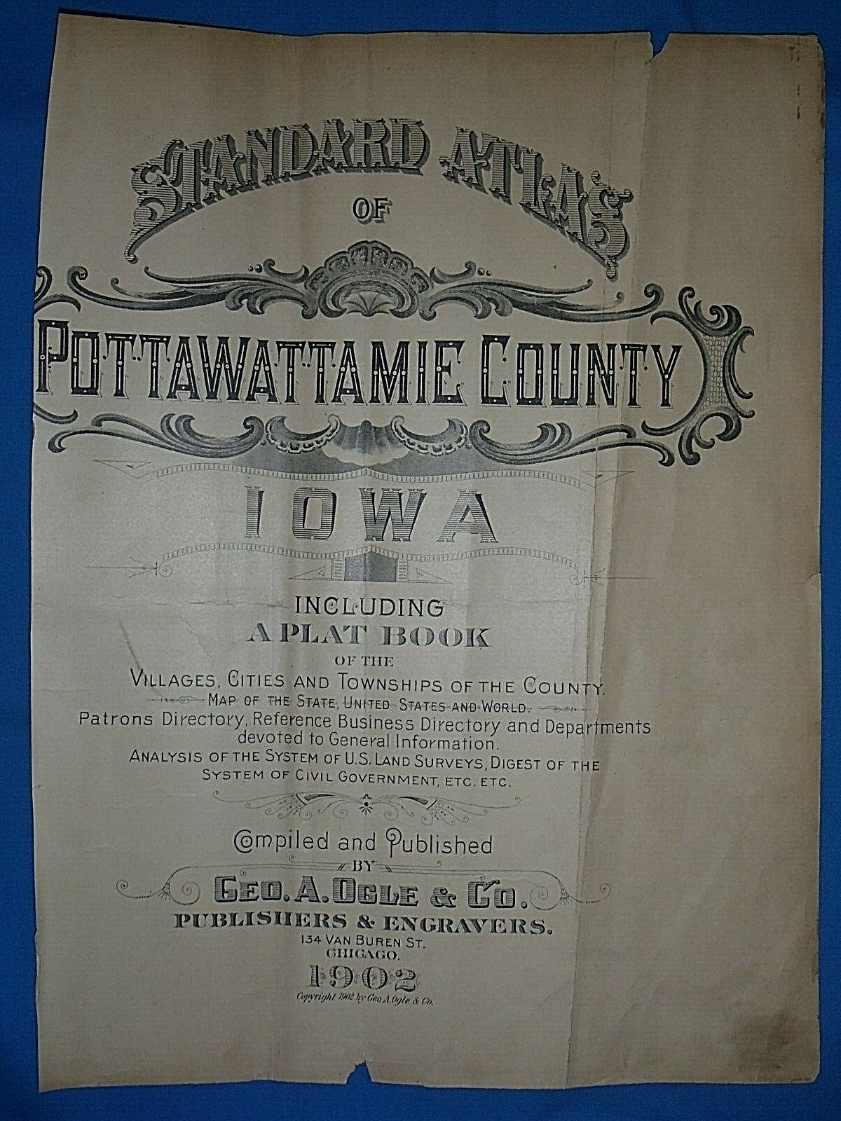 1902 Plat Map ~ GARNER & KANE Twp. POTTAWATTAMIE Co. IOWA ~ Ancestry Genealogy