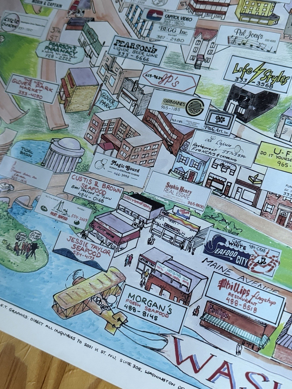 Vintage 1986 Illustrated Business Map of Washington DC A.S. CSAKY GT Graphics