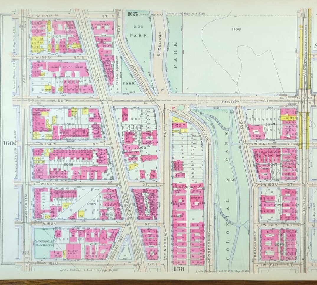 1916 HAMILTON HEIGHTS MANHATTAN Map NEW YORK CITY Old Antique Original 16″x11″