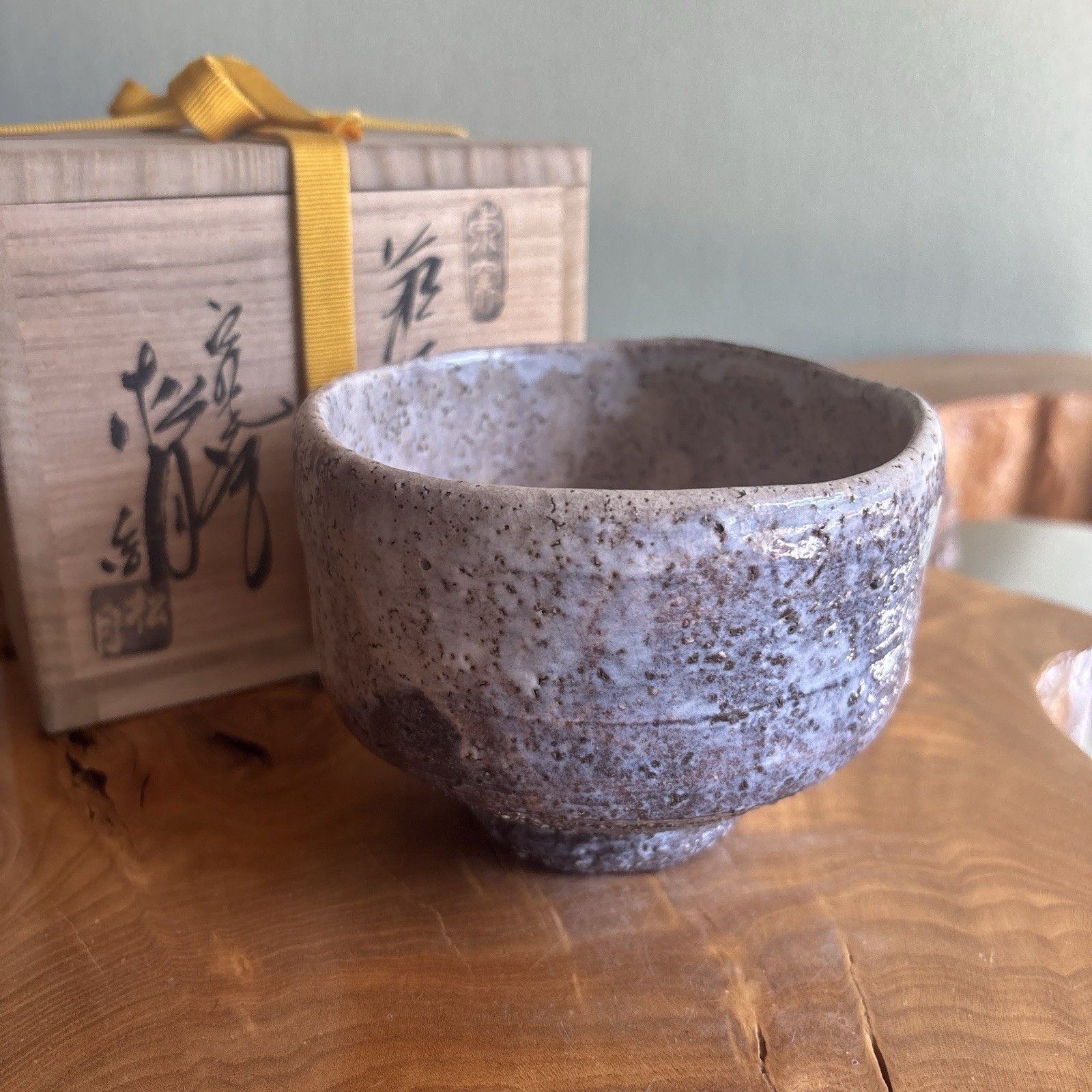 Japanese Hagi Ware Matcha Tea Bowl Chawan Shogetsu Tamamura Tomobako