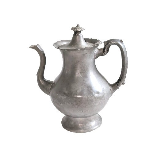 Antique Large Primitive 1850s German Pewter Coffee Pot Teapot 11″