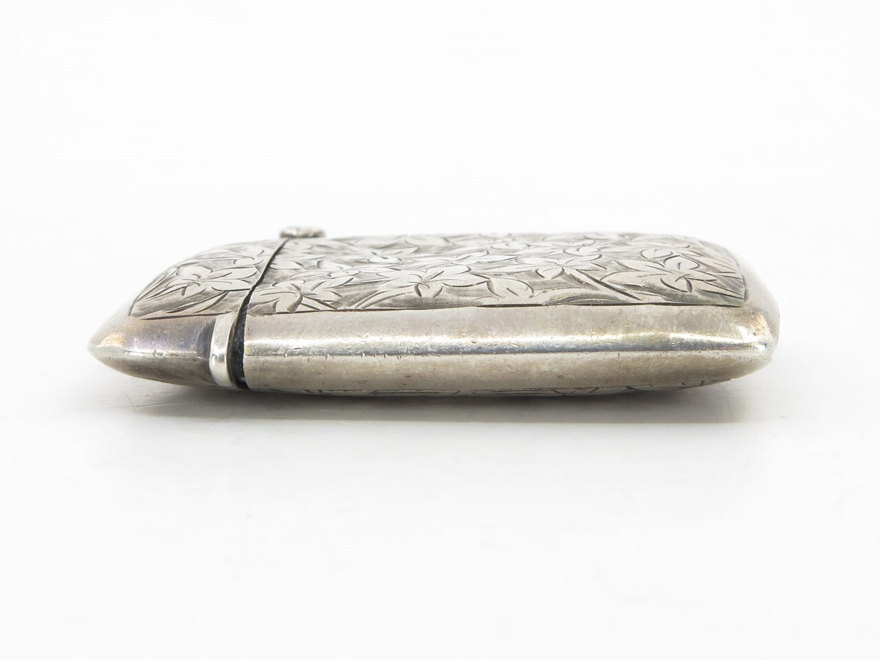 1800s Hallmarked & Engraved English Sterling SIlver Match Safe Vesta Case 2″