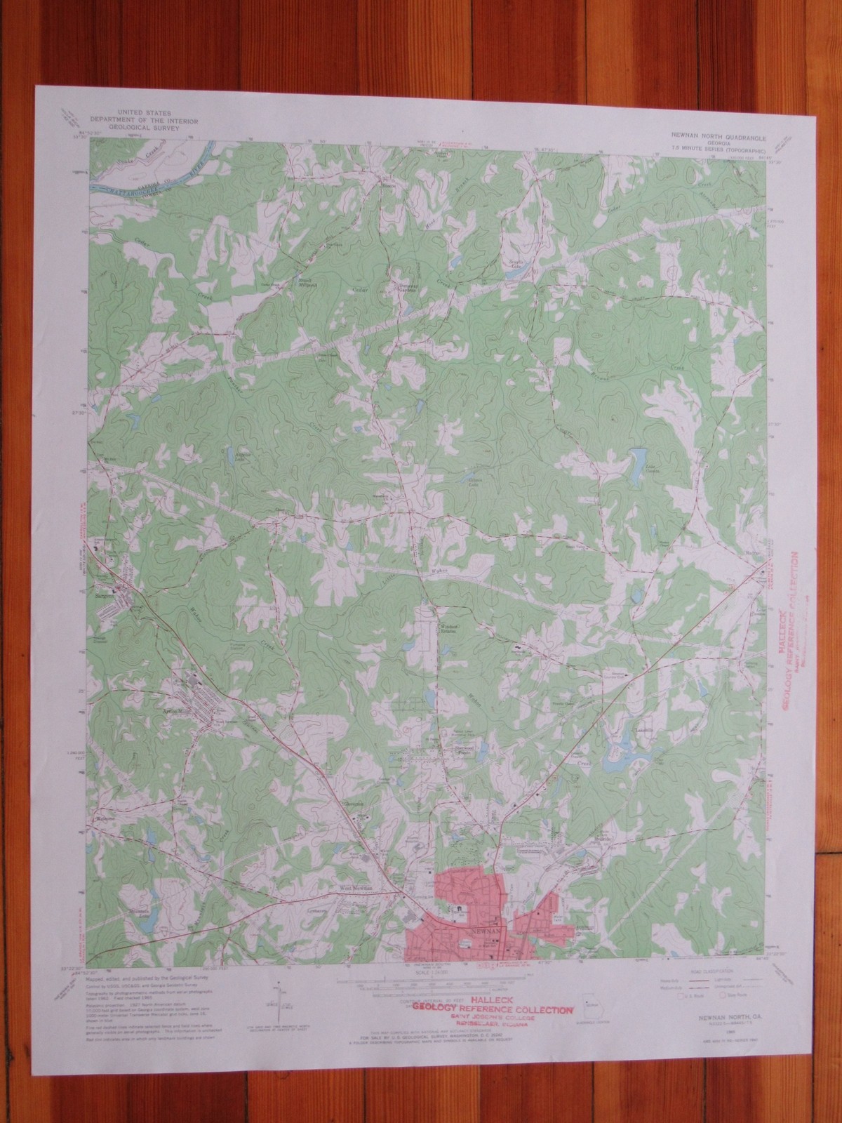 Newnan North Georgia 1966 Original Vintage USGS Topo Map