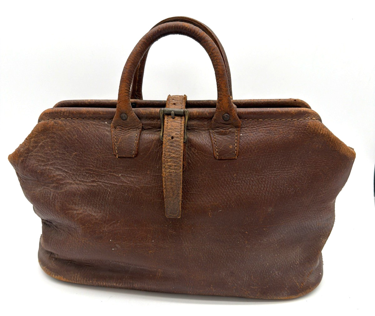 Antique 1800s/ Early 1900s Leather Doctor Bag Real Cowhide Medicine Bag