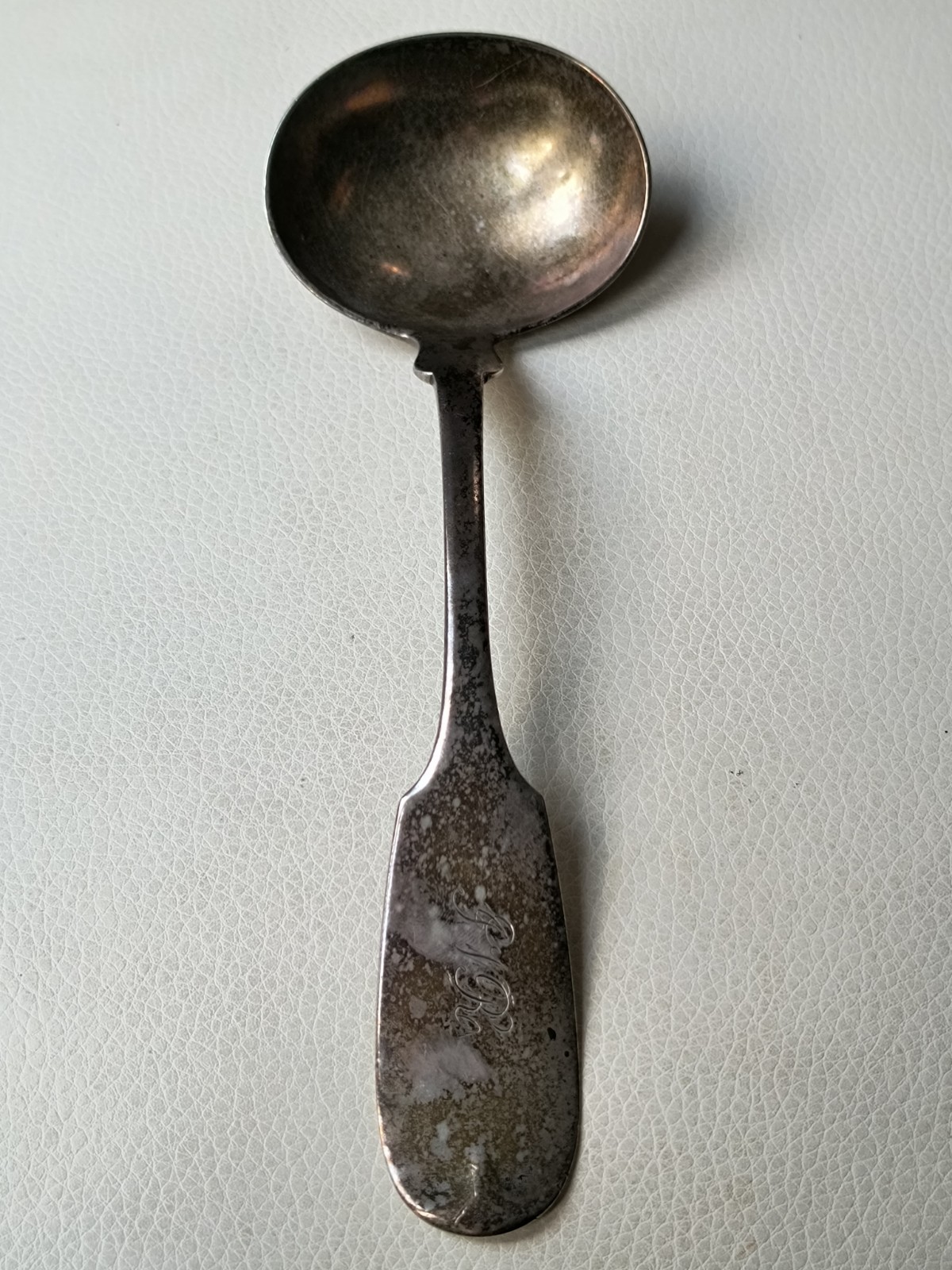 Antique Southern Coin Silver 90% Ladle Serving Spoon FIDDLE J CONNING Mobile AL