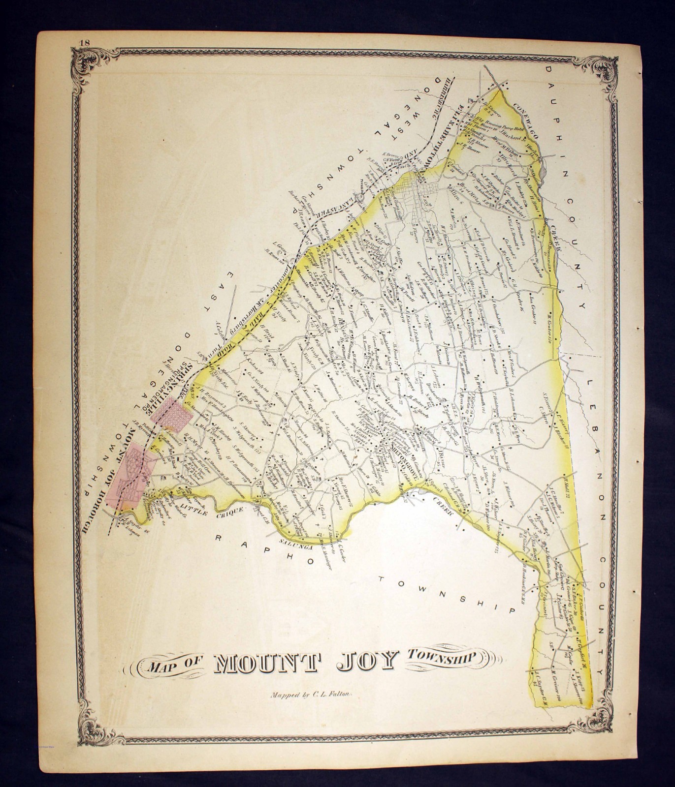 1875 Plat Map Mount Joy Township Lancaster County Pennsylvania Genealogy