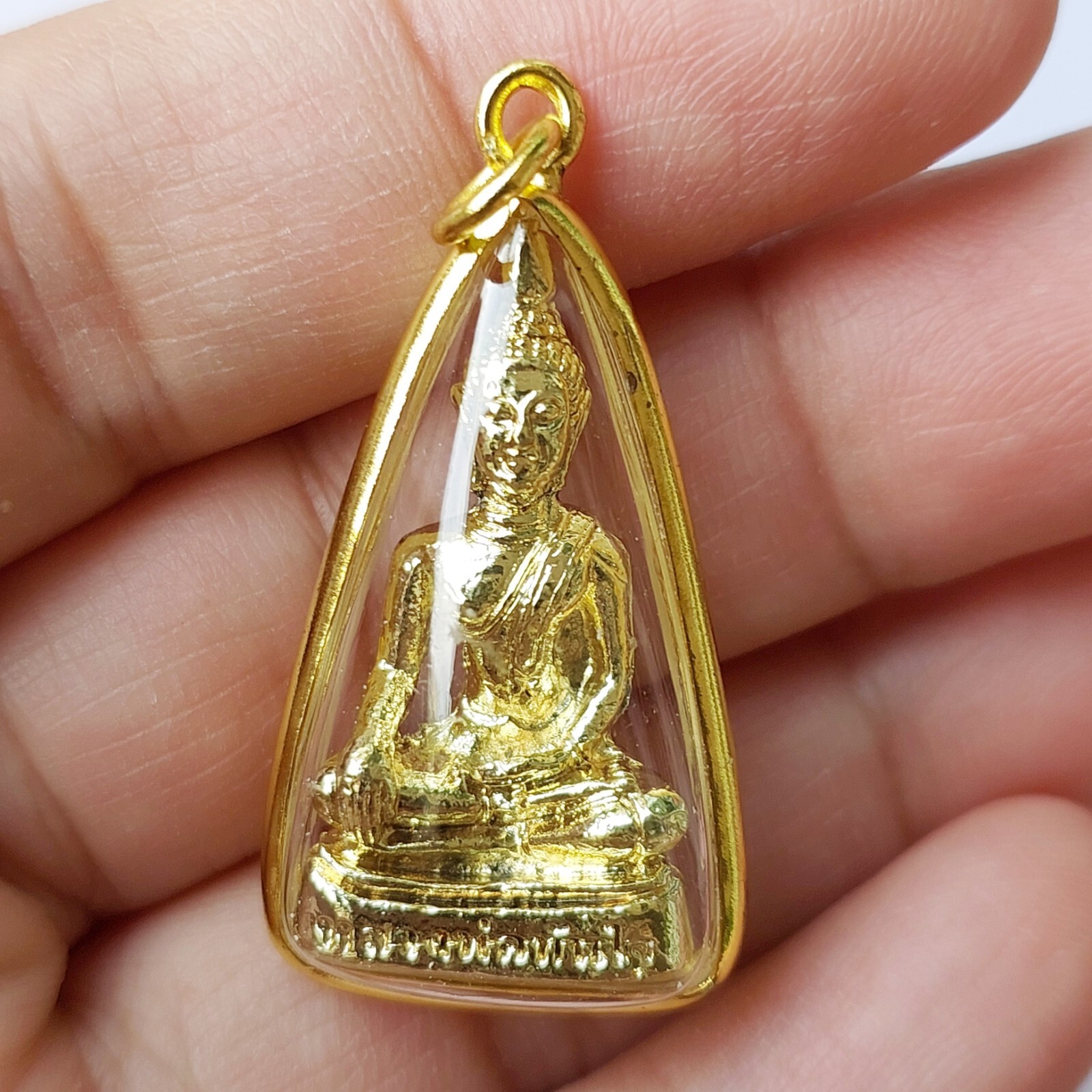 Golden LP Thanjai Buddha Thai Amulet Pendant Gold Plated Casing