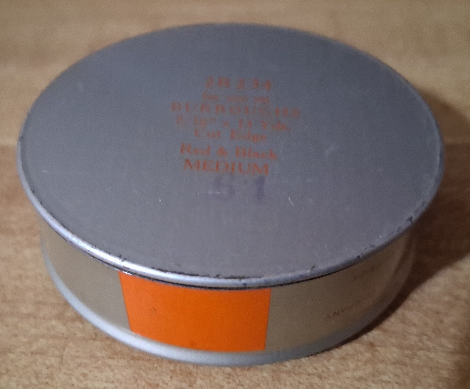 Empty Ribbon Container TIN Vtg Burroughs Typewriter Machine Trinket Office Desk