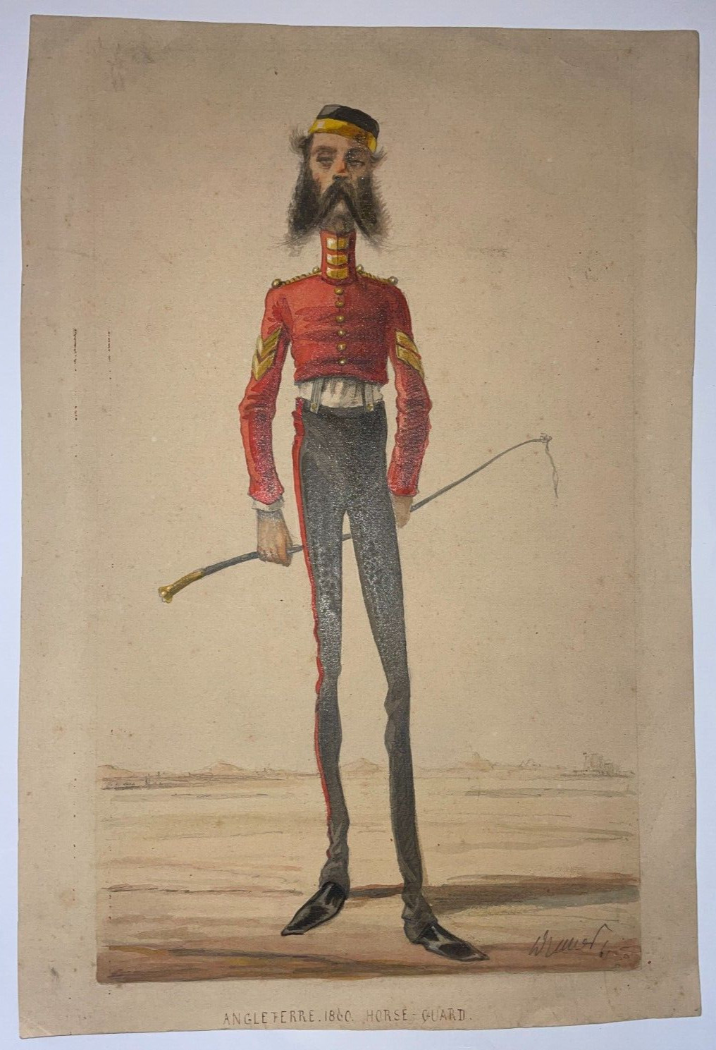 HORSE-GUARD ANTIQUE HAND DRAWN 1860 ENGLAND