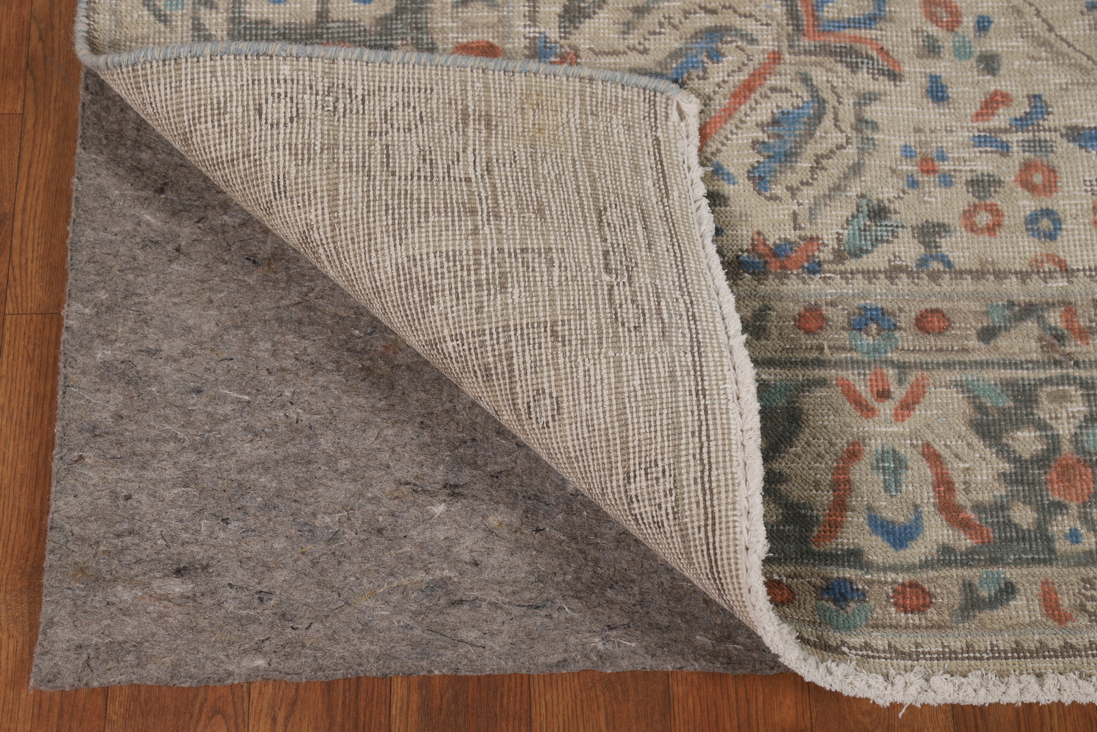 Traditional Vintage Ivory Handmade Wool Geometric Tebriz Area Rug 7×10 Carpet