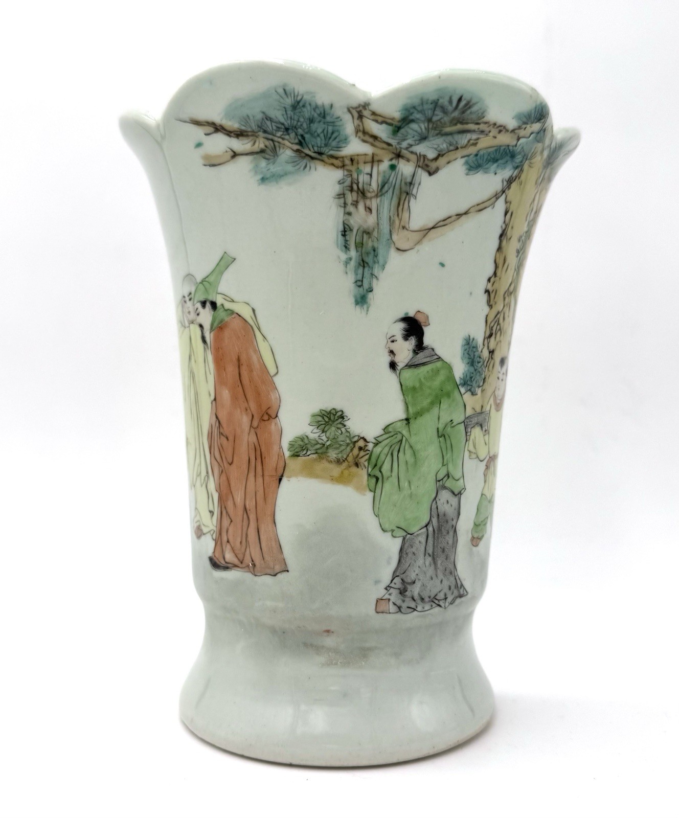 Antique Chinese Qianjiang Style Scholars Wall Pocket Vase Early 1900s Republic