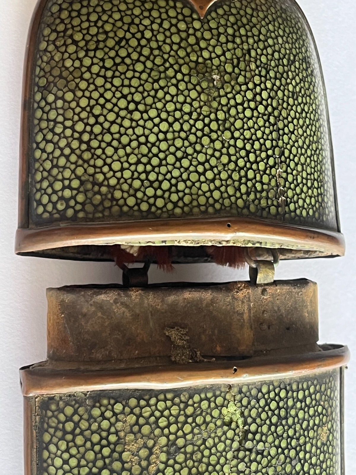 👍 19TH CENTURY CHINA CHINESE SHAGREEN EYE GLASS SPECTACLE CASE BOX 1