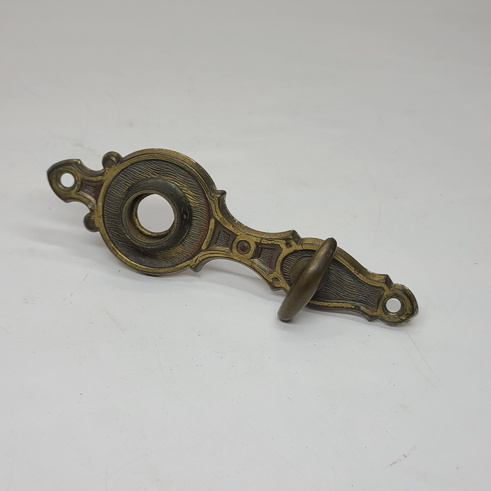 Estate Salvage Door Knob Backplate Gold Gilt Over Copper Antique Door Turn Lock