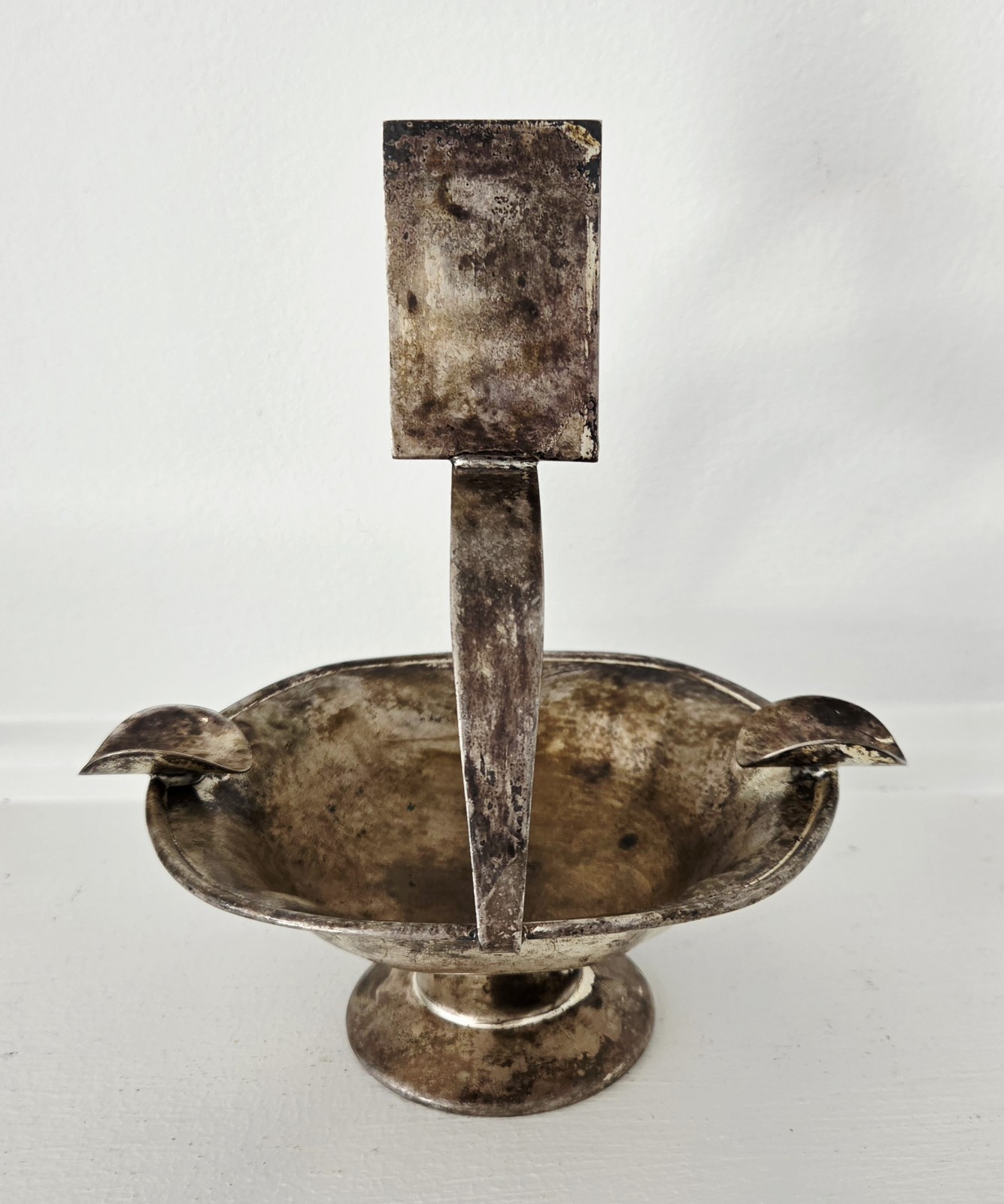 Antique EPNS Silverplate Ashtray Matchbox Holder Footed Carrying Handle