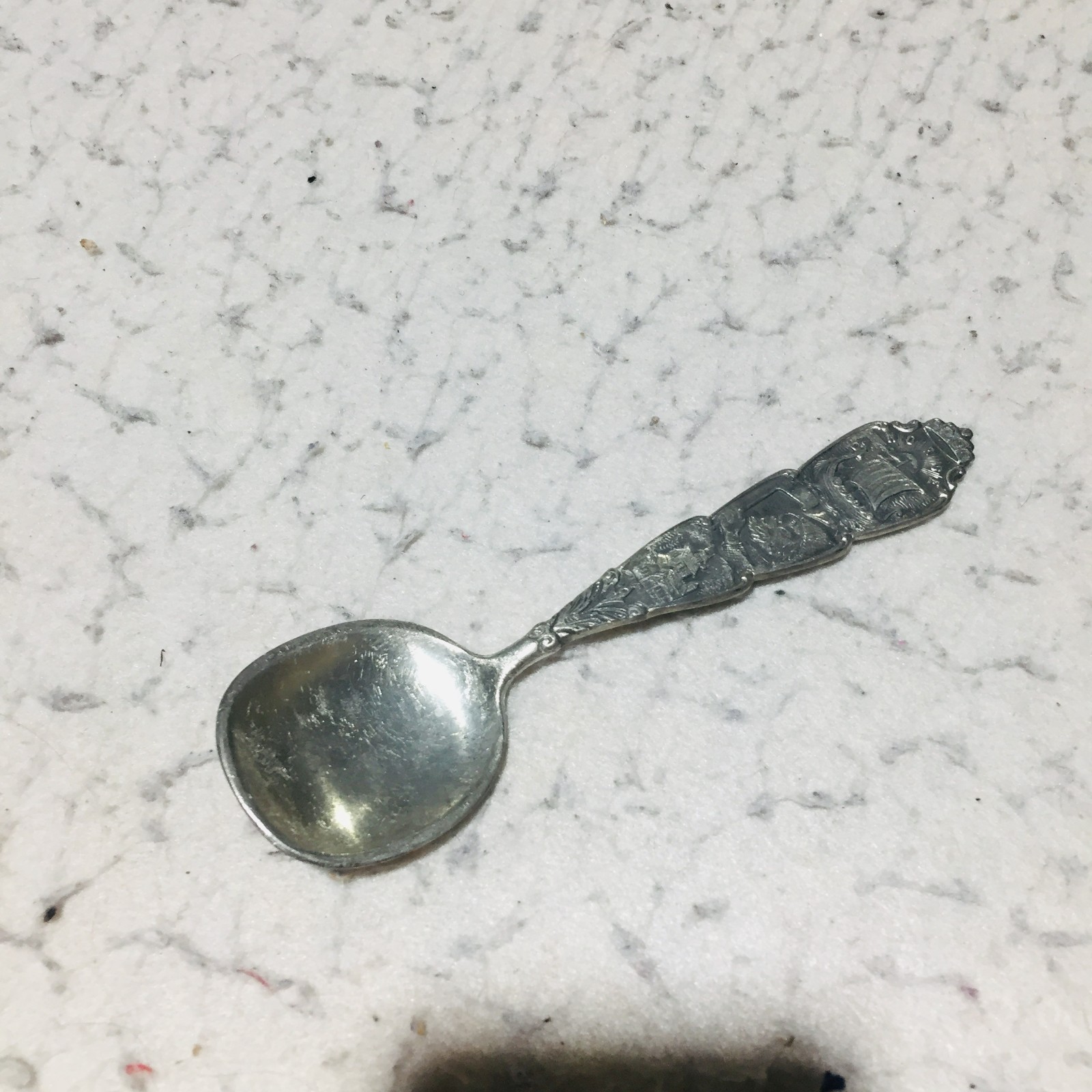 VTG Silver-Plate Souvenir Spoon Embossed Handle Norge Nordic Boat