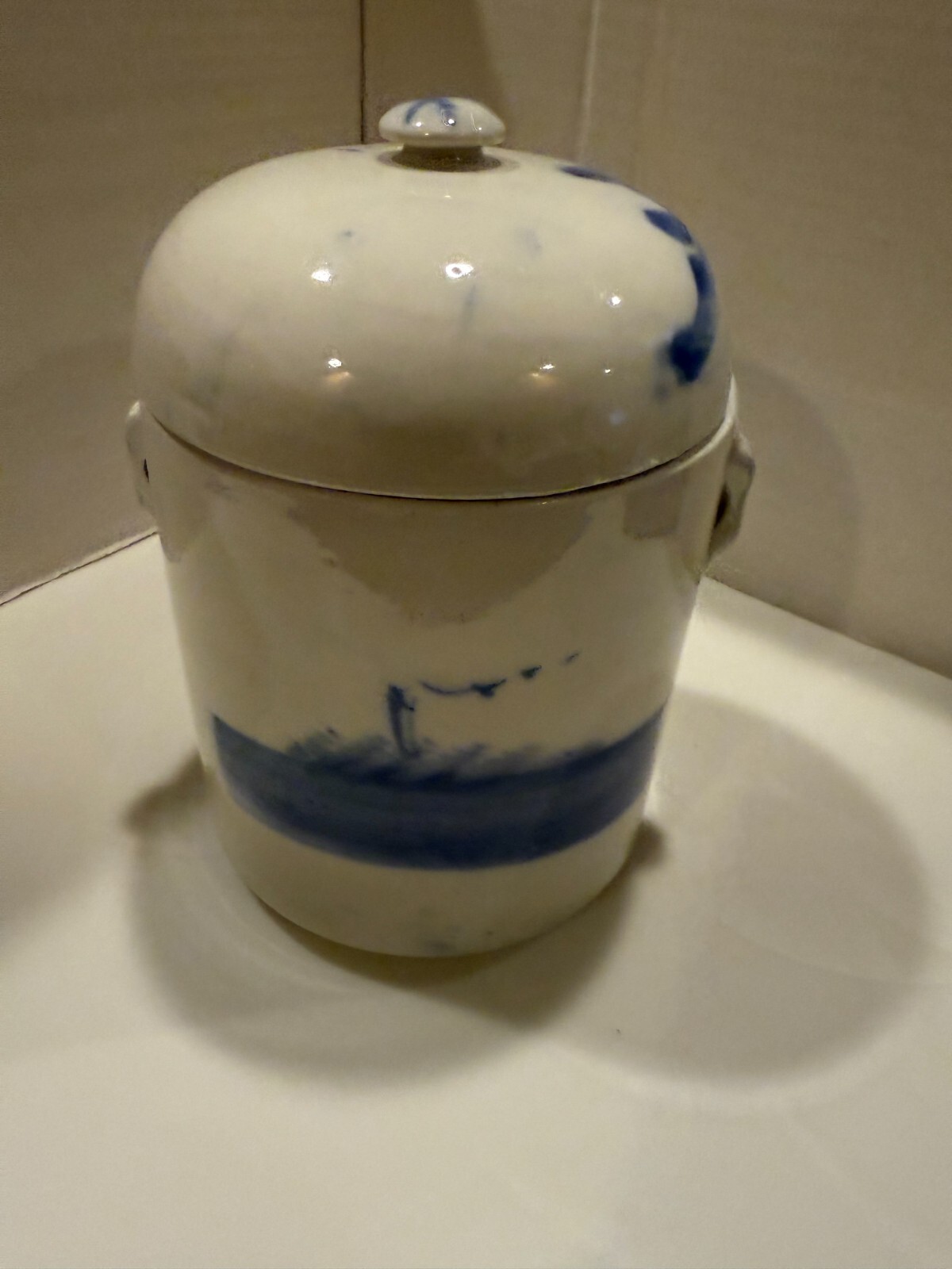Vintage Japanese Pottery Tea Ginger Jar Canister with Lid 7″H X 3.5″D