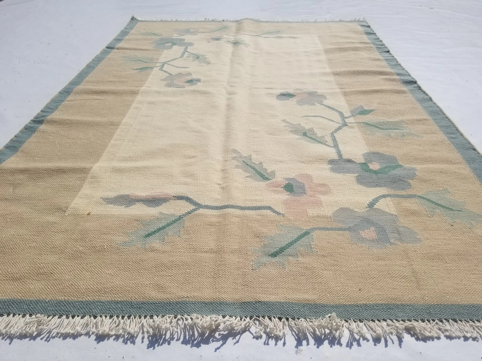 Vintage Handmade Traditional Floral Multicolor Kilim Floor Rug Carpet 5.7×3.9ft