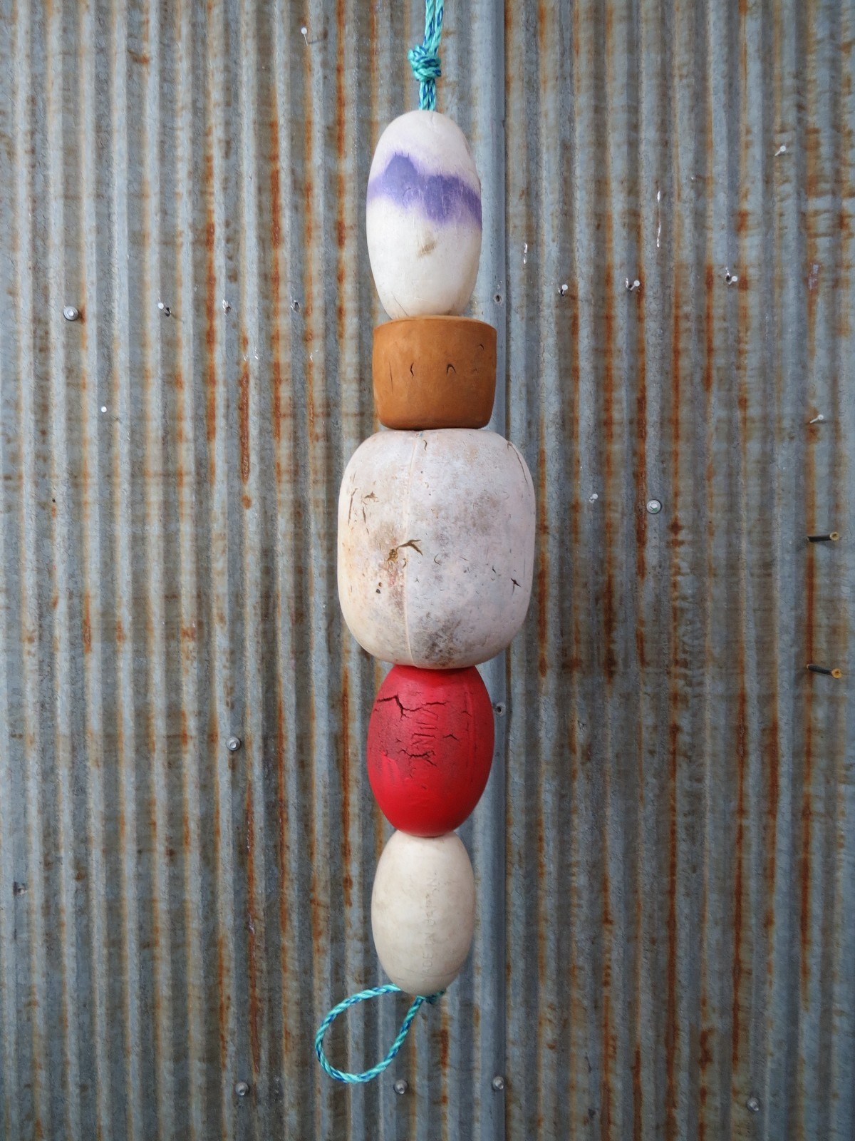 5 Old Fish Net Floats 26 Inches Long Fishing Buoys Bouys Tiki Hut Bar -(SF207)