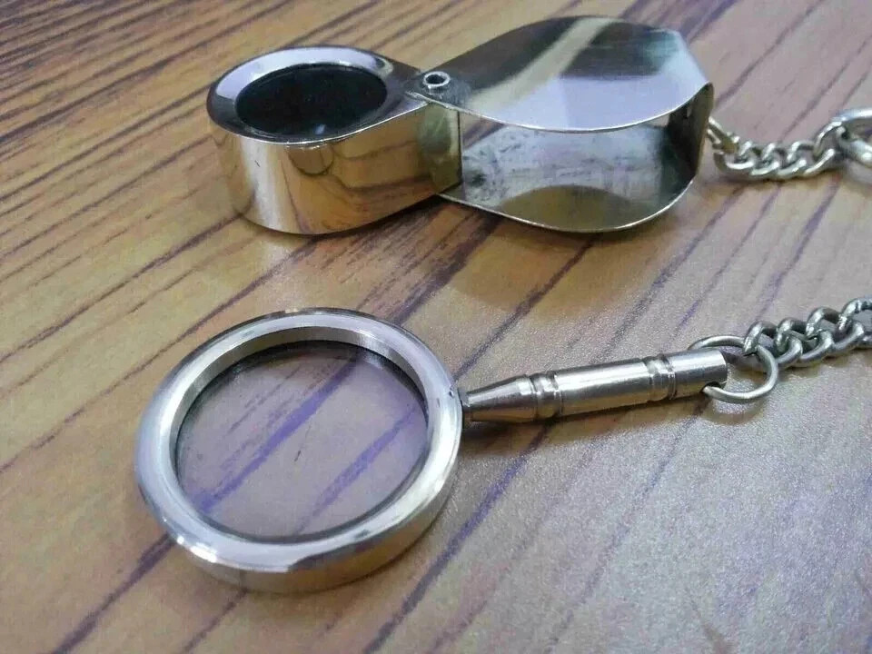 Mini Brass Magnifying Glass Keychain Set – Antique Style